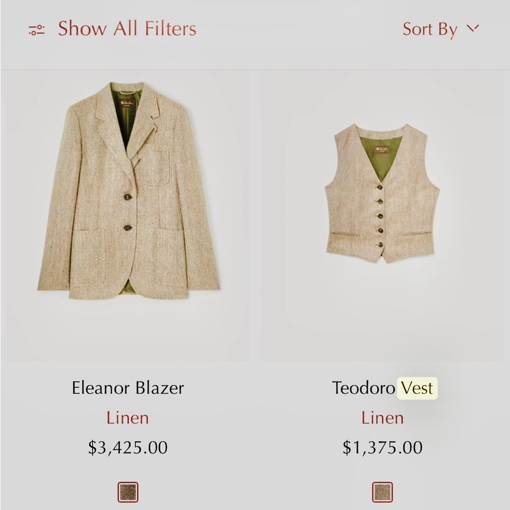 Tan Linen Vest and Pants Set